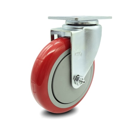 5 Inch Red Polyurethane Wheel Swivel Top Plate Caster